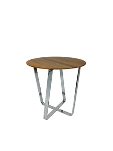 ERPO Beistelltisch CT 224.04 – Ø 52 cm | Massivholz Nussbaum & Chrom - Bild 1 von 4