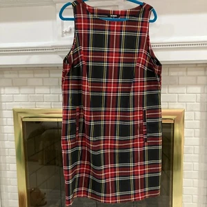 BB Dakota Red Plaid Jumper Dress Plus Size 1X Front Pockets, EUC Or NWOT fun! - Picture 1 of 8