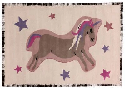 Wollteppich Einhorn Sterne 170x240 Beige Handarbeit Handtuft Modern - Bild 1 von 4