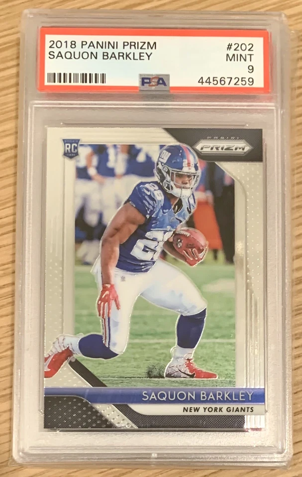 2018 Panini Prizm #202 Saquon Barkley Giants RC Rookie PSA 9 MINT - Image 1 of 1