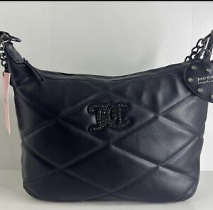 NWT JUICY COUTURE BRIGHTER THAN A DIAMOND HOBO BAG SHOULDER PURSE BLACK