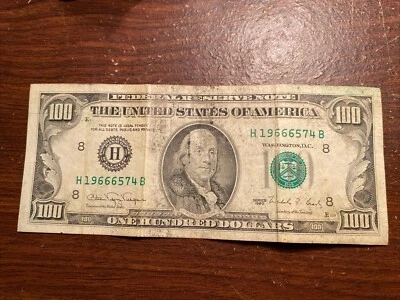 Rare $100 Bill H1966574B (Error)Ink Bleed Through/Security Ribbon Pressed) - Image 1 of 2