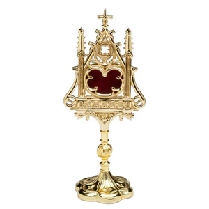 Reliquiar Messing Hausaltar mit Mond Reliquienhalter Monstranz Gold Kirche Haus - Bild 1 von 1