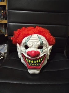Premium Adult Scary Clown Mask with Attached Wig Thick Rubber - Picture 1 of 7