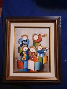 Musikalische Kinder J Roybal Kunstwerk Ölgemälde 8" x 10" auf gespannter Leinwand - Bild 1 von 5