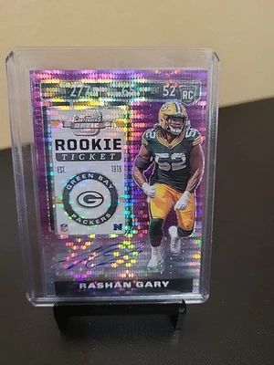 2019 Panini Contenders Optic Riokie Ticket Purple Rashan Gary Auto RC # 17/21 - Image 1 of 3