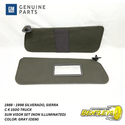 1988 - 1998 CHEVY SILVERADO GMC SIERRA OBS TRUCK SUN VISOR SHADE SET GRAY OEM - Image 1 of 4