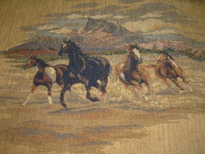 4 YDS REGAL WILD HORSES  ANIMALS CHENILLE UPHOLSTERY FABRIC FOR LESS - Image 1 of 4