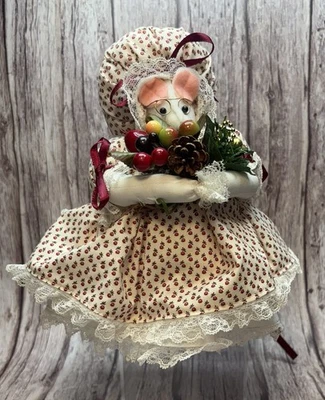 Handmade Fabric Christmas Mouse Doll - Image 1 of 4