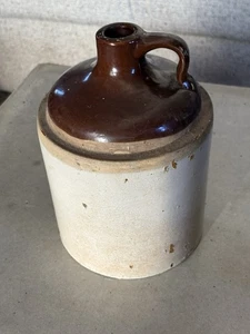 Flatter Top Steinzeug Mondschein Krug mit braunem Deckel - Bild 1 von 6