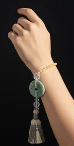 Neu Natürliche Quarz Perlen Armband mit Grüner Jade, Kristall und Glas Charms - Bild 1 von 10