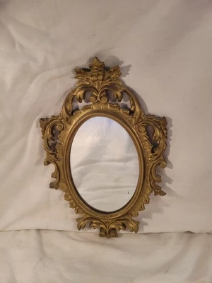 älterer goldfarbener Wandspiegel mit schönen Verzierungen im gutem Zustand - Bild 1 von 4