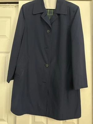 Casaco de chuva/quebra-vento Jones New York azul marinho com colarinho frontal sem etiqueta de tamanho - Imagem 1 de 4