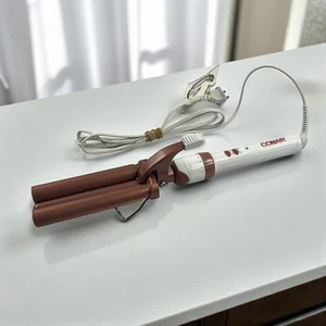 Rizador de pelo Conair doble cerámica 3 barriles blanco/oro rosa  - Imagen 1 de 12