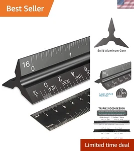 Architectural Scale Ruler, Imperial Measurements 12'', Laser-Etched Aluminum Arc - Bild 1 von 8