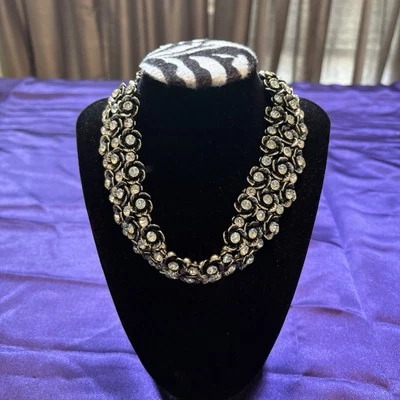 Collar Zara Plata Flor Circonita Cúbica Cierre Garra Langosta Declaración Foto 1 de 4