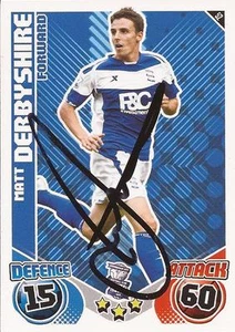 TARJETA COLECCIONABLE MATT DERBYSHIRE* FIRMADA BIRMINGHAM 2010/2011 MATCH ATTAX + CERTIFICADO DE AUTENTICIDAD - Imagen 1 de 1