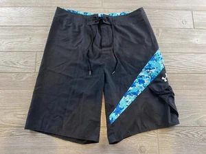 Under Armour Large Men's Black/Blue Pixel Design Board Shorts Lace Up Front - Picture 1 of 8