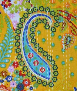 Indian Queen Bed Sheet Handmade Gudari paisley Cotton Bedcover Throw Bedspread - Picture 1 of 4