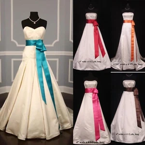 Satin Vintage Wedding Dresses Elegant Sleeveless with Belt A Line Bridal Gowns - Picture 1 of 17