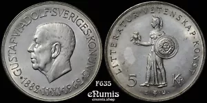SWEDEN, Gustaf VI Adolf, 5 Kronor 1962, 80th Birthday, UNC - Picture 1 of 4