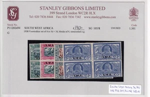 S.W.A. 1938 Voortrekker Centenary set in blocks of 4 SG105-108 - MNH - Picture 1 of 1
