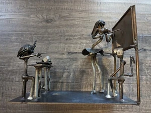 Beautiful Metal Welding Art Sculpture School Scene 3 Kids & Attractive Teacher - Picture 1 of 20