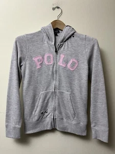 Polo Ralph Lauren Sweater Youth Girls Size Large 12-14 Embroidered Zip Up Hooded - Picture 1 of 10