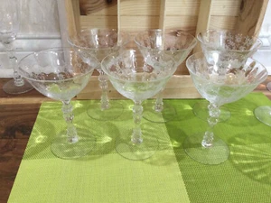 Fostoria Glass set 6  champagne  Glasses Chintz Stemware Vtg Barware 5.75''X4'' - Picture 1 of 8