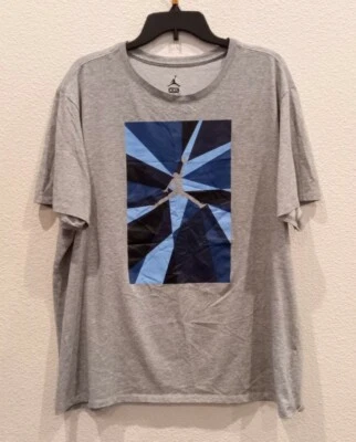 Jordan 男式 T 恤 Jumpman 灰色蓝色黑色标志短袖篮球尺寸 2XL — 第 1/4 张图片