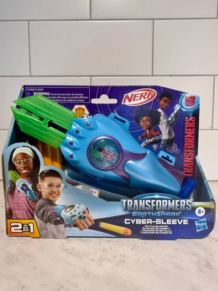 NEW NERF TRANSFORMERS EarthSpark Cyber-Sleeve Battle Blaster - 2 in 1 Dart Lau - Image 1 of 4