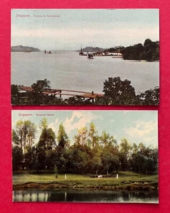 2 x AK SINGAPORE um 1905 New Harbour und Botanical Garden  ( 124415 - Bild 1 von 2