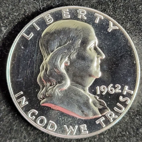1962 Franklin Half Dollar PR Proof 90% Silver Coin US Mint Cover