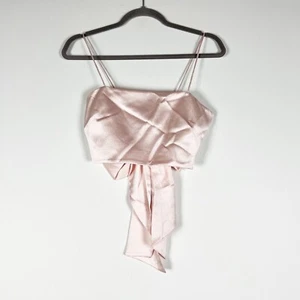 LoveShackAusgefallenes bauchfreies Tanktop Roseanna Schleife Rückendetail Seide Satin Rosa 2 - Bild 1 von 4