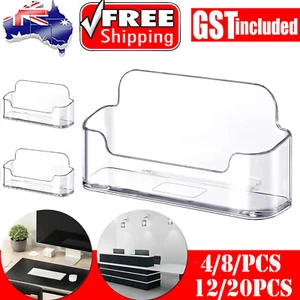 UP 20X Clear Desktop Business Card Holder Display Card Stand Plastic Desk Shelf - Picture 1 of 14
