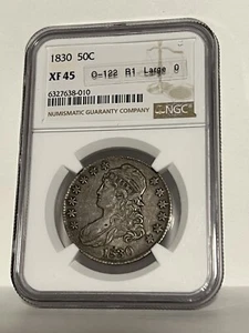 1830 Capped Bust Half Dollar - O-122 R1 - NGC XF45 - Large 0 - Picture 1 of 2