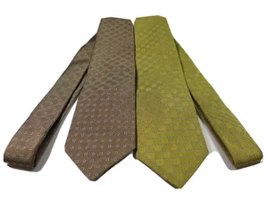 Lot of Two Brooks Brothers Pure Silk Gold Brown Geometric Neckties USA NWT NEW - Picture 1 of 21
