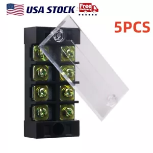 5pcs Dual Row 4-Position Screw Terminal Strip 600V 25A Wire Connectors US - Picture 1 of 8
