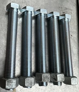 5- Hex Top Bolt Full Thread Steel A307 A ZINK Plated W/ Nuts 3/4”-10x6 (Bin 36) - Picture 1 of 3