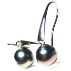 Pacific Pearls Genuine Aa 11Mm Tahitian Black Pearl Earrings Gifts For