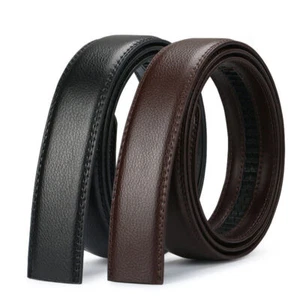 Luxury Men's Automatic Buckle Belt Strap Black Brown Leather Ratchet Strap Jeans - Bild 1 von 6