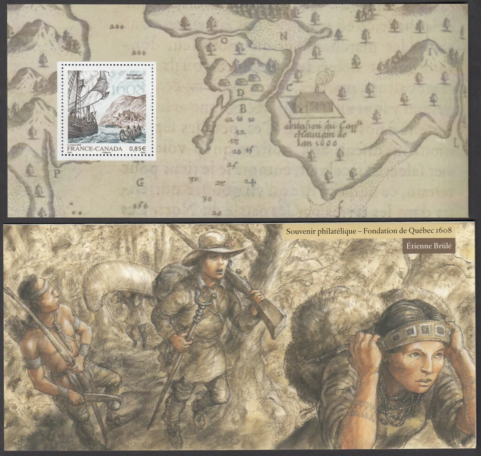 #28. FRANCE-CANADA = 2008 JOINT ISSUE = MNH SS in folder "Etienne Brule" (5/6) Foto 1 de 1