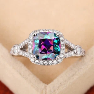 Fedi Nuziali Donna Argento 925 Riempite Uniche Cubic Zirconia Gioielli Misura 6-10 - Foto 1 di 5