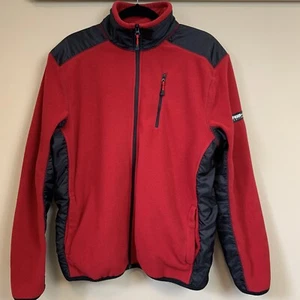 Tommy Hilfiger Expedition Logo Men’s Size L Red Fleece Zip Up Sweatshirt Jacket - Picture 1 of 8