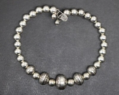 Carolyn Pollack Relios 925 Sterling Silver Floral Bead Flex Cuff Bracelet 9.3g - Image 1 of 4