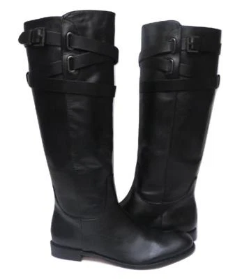 Nuevo en caja RARO Botas de montar Coach Cayden negras de cuero napa liso altas hasta la rodilla Foto 1 de 4