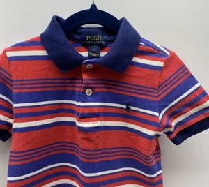 Polo Ralph Lauren Short Sleeve Polo Red Blue White Stripes Youth Boys 4 - Picture 1 of 9