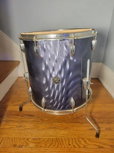 🔥🔥 Vintage Kimberly 16" FLOOR TOM BLUE SATIN made in JAPAN check pics READ - Picture 1 of 11