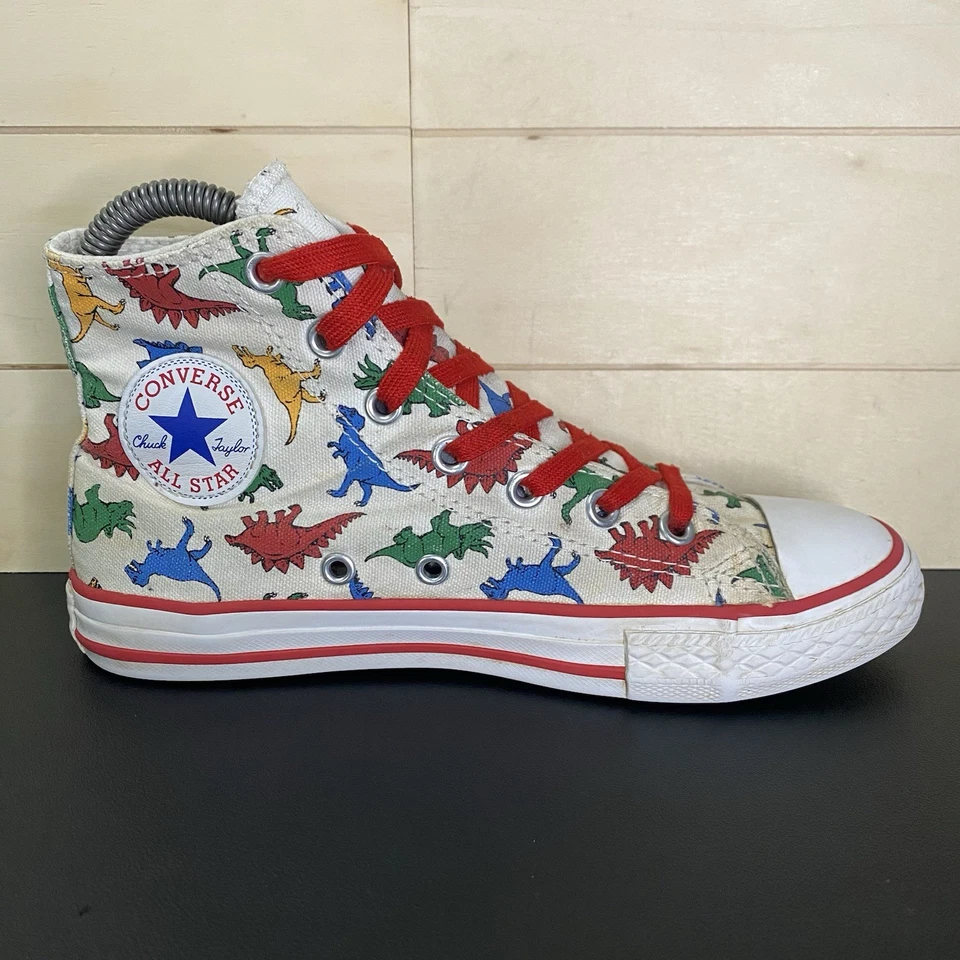 Zapatos Converse Chuck Taylor Hi Top Dinoverse para niños jóvenes talla 2 rojo blanco CTAS Foto 1 de 4