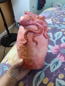 PINK POLY STONE OCTOPUS VASE - Picture 1 of 11
